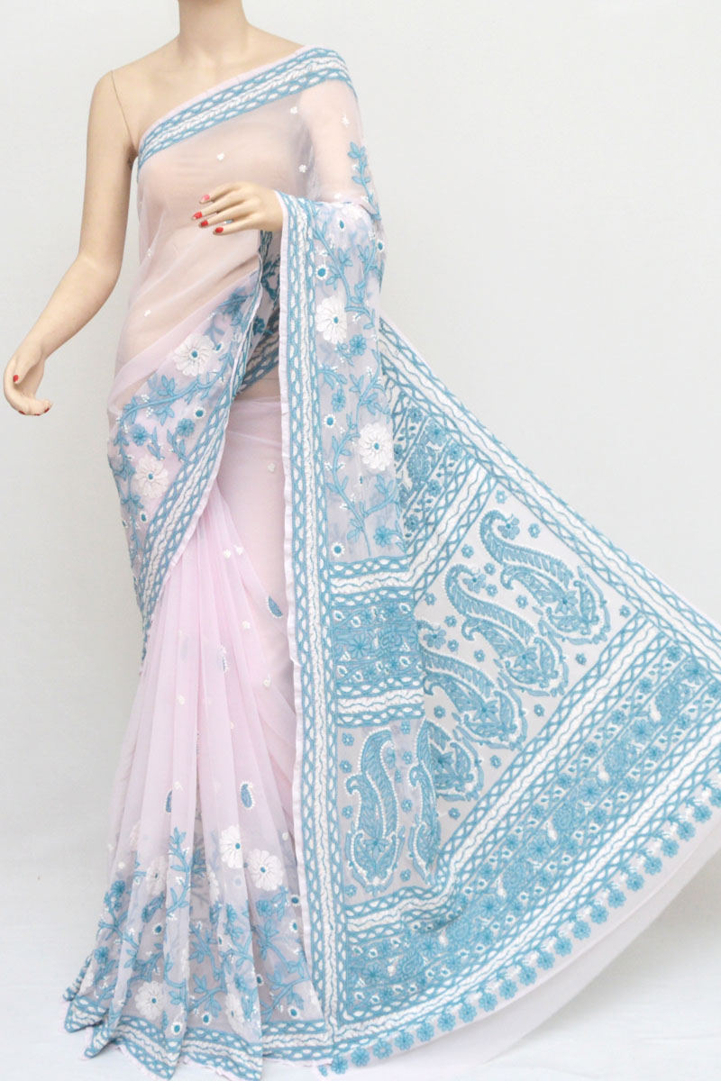 Party wear chikankari on sale saree